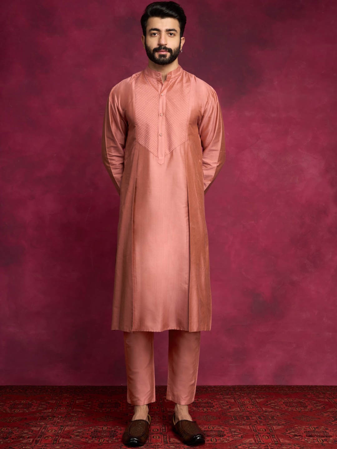 

Abhishti Mandarin Collar Kurta, Brown