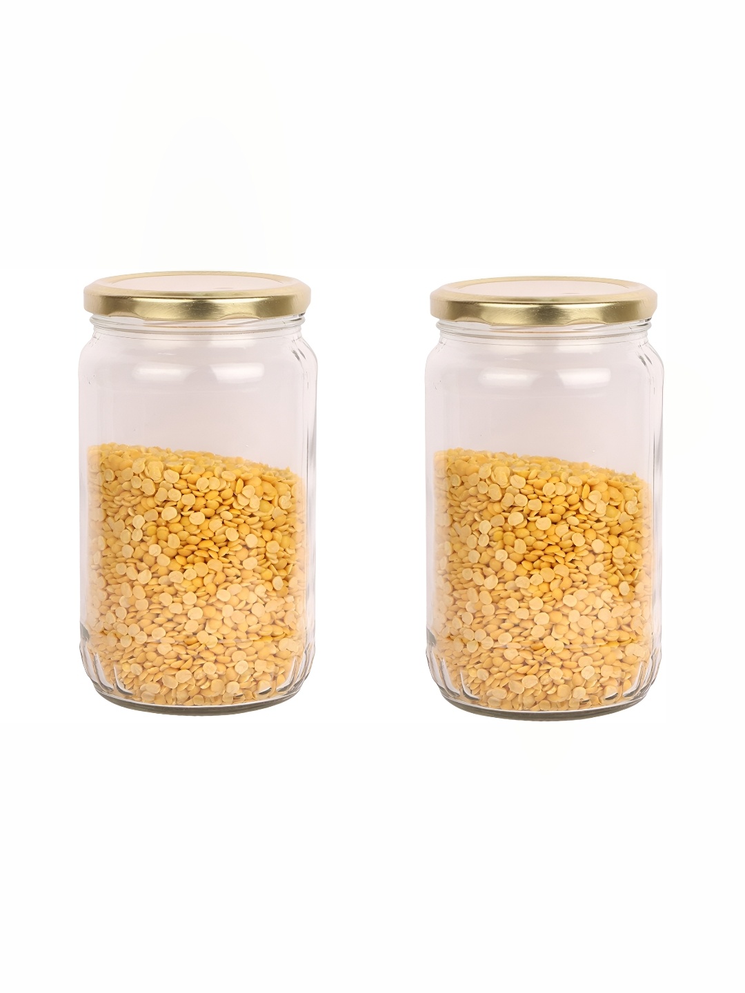 

1ST TIME Transparent & Gold-Toned 2Pcs Glass Containers 1l Each