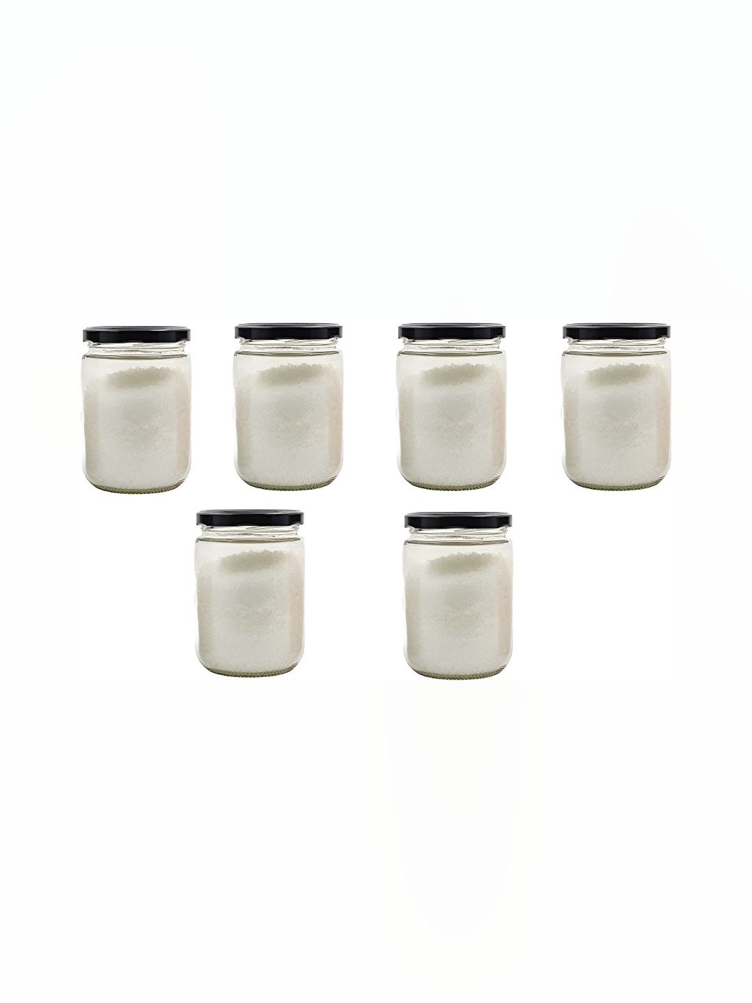 

1ST TIME Transparent & Black 6Pcs Glass Containers 500ml Each