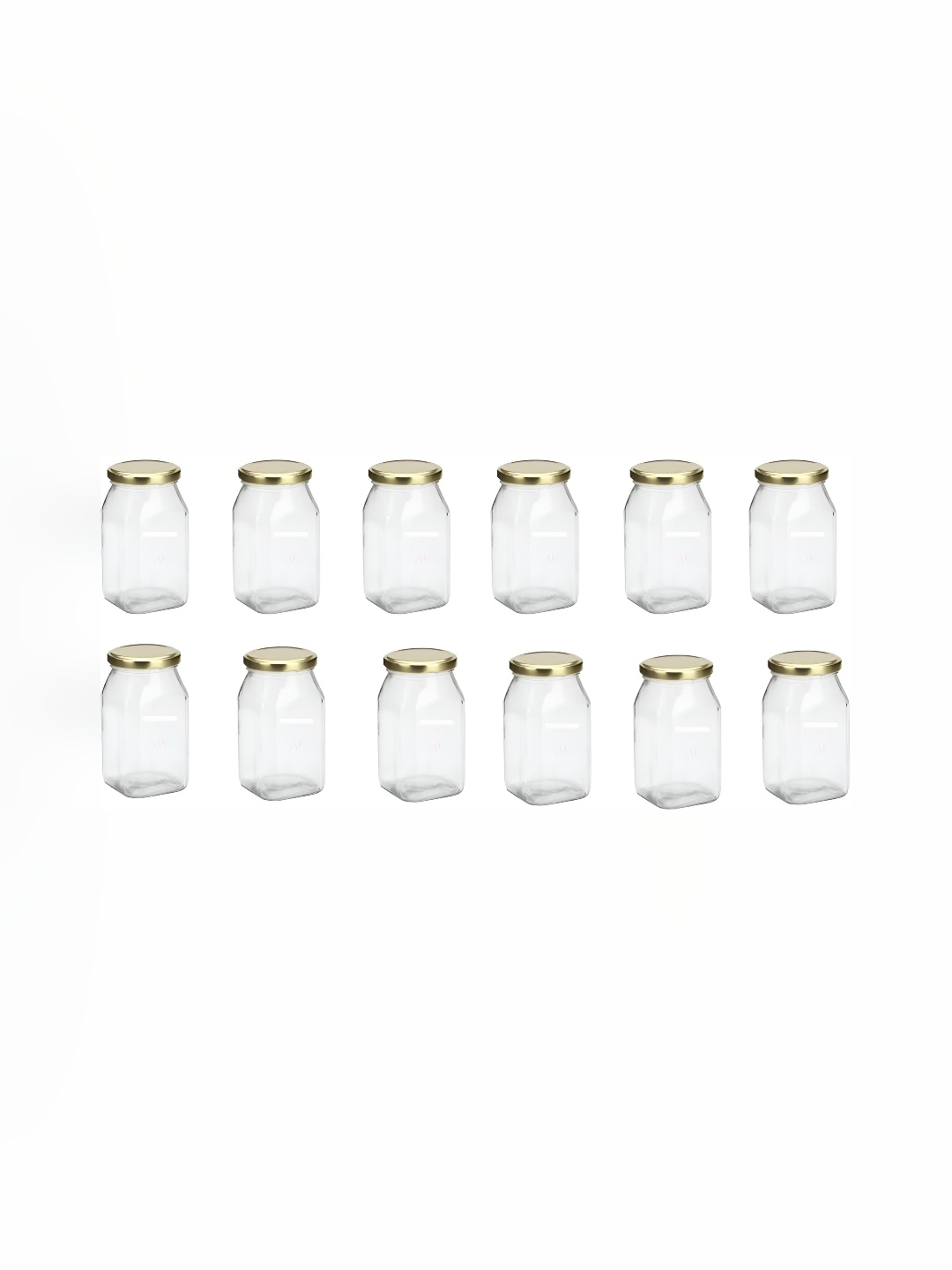 

1ST TIME Transparent & Gold Toned 12 Pieces Glass Containers 500 ml