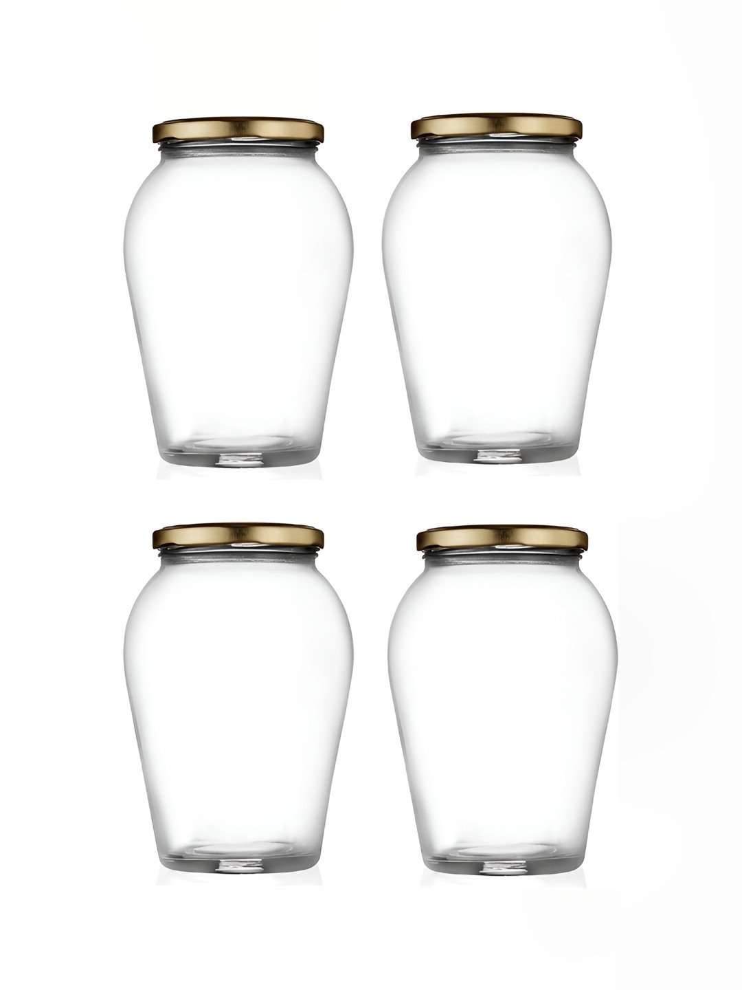 

1ST TIME Transparent & Gold Toned 4 Pieces Dishwasher Safe Glass Containers 500 ml