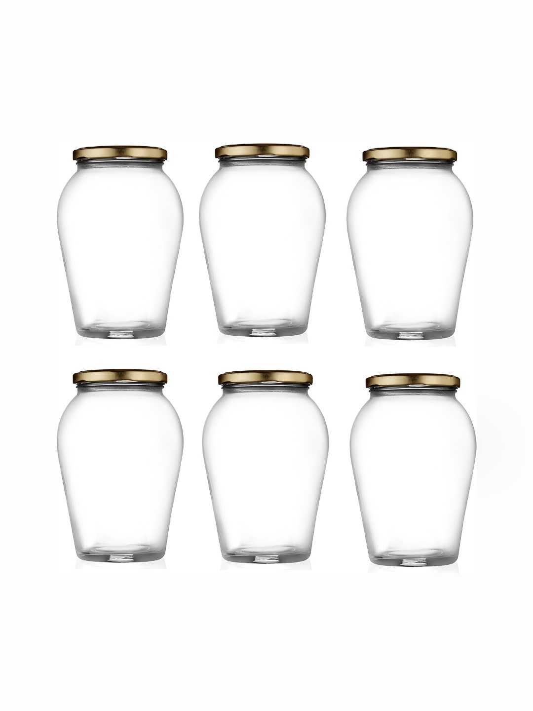 

1ST TIME Transparent & Gold-Toned 6Pcs Glass Dishwasher Safe Food Containers 200 ml Each