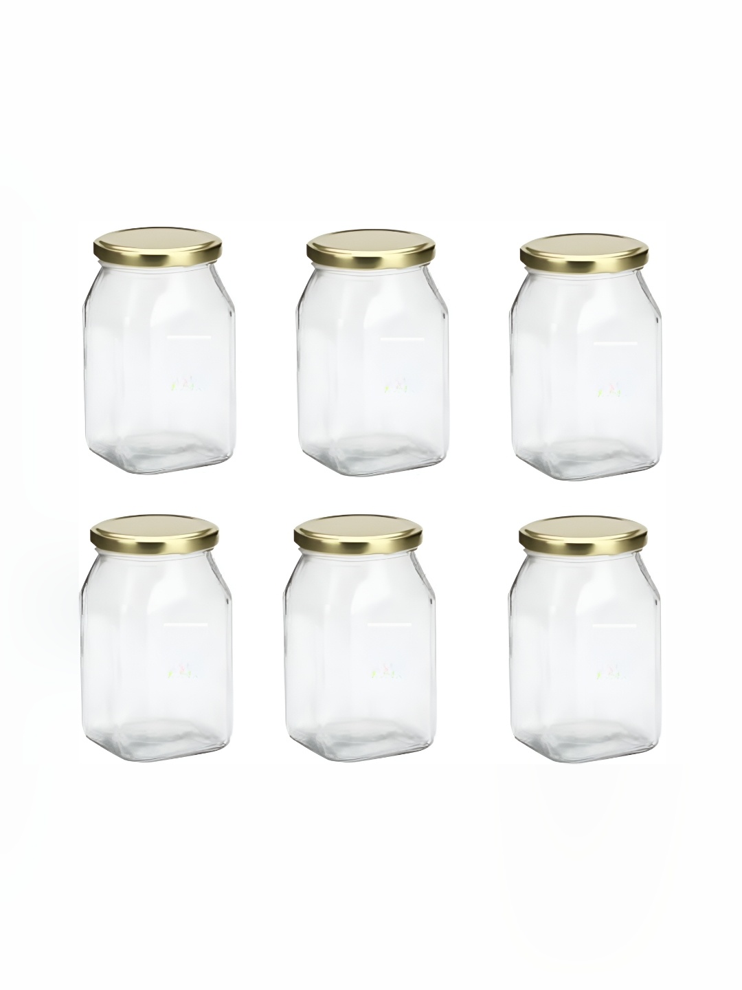 

1ST TIME Transparent & Gold Toned 6 Pieces Dishwasher Safe Glass Containers 500 ml
