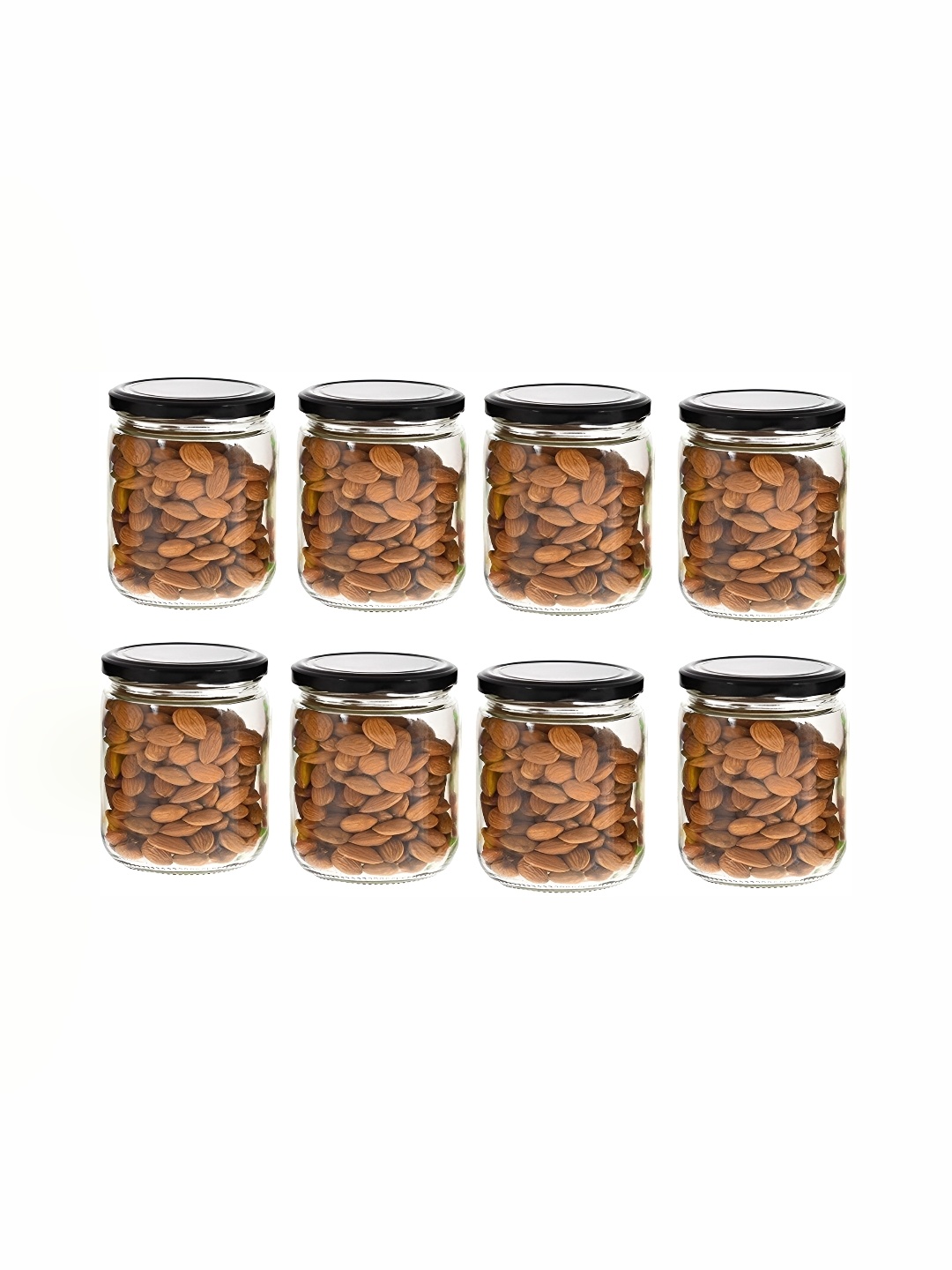 

1ST TIME Transparent & Black 8 Pieces Dishwasher Safe Glass Containers 350 ml