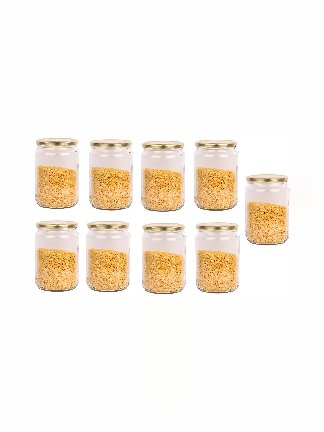 

1ST TIME Transparent & Gold toned 9 Pieces Glass Food Container