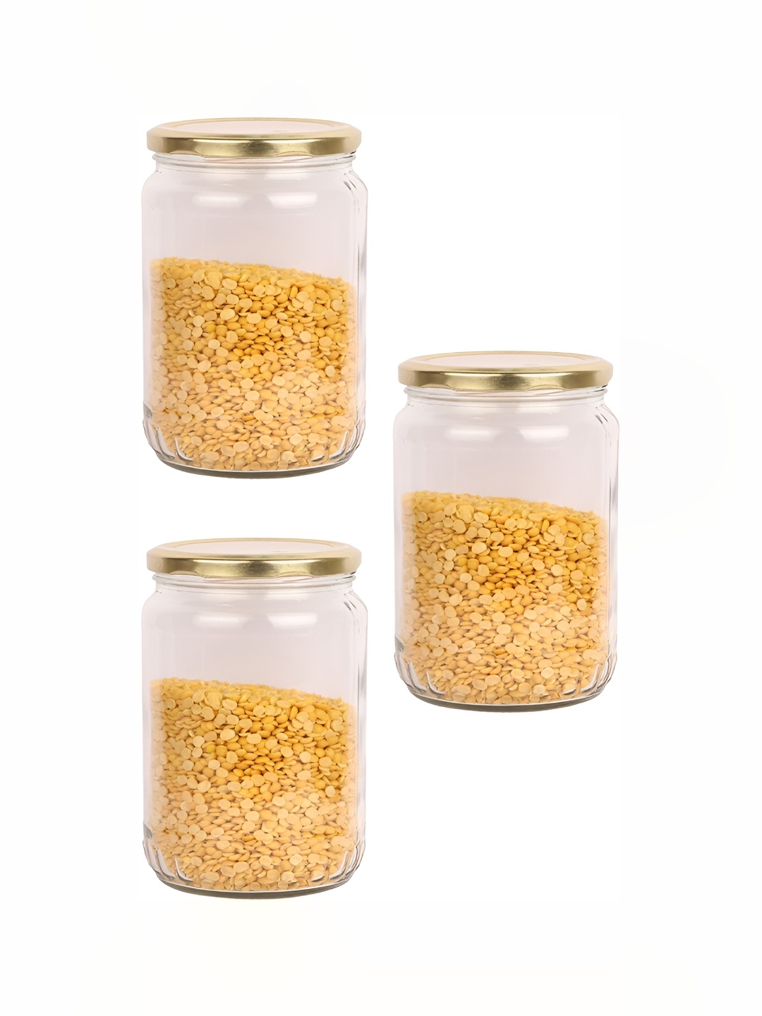 1ST TIME Transparent 3 Pieces Glass Container & Lid 350 ml Each