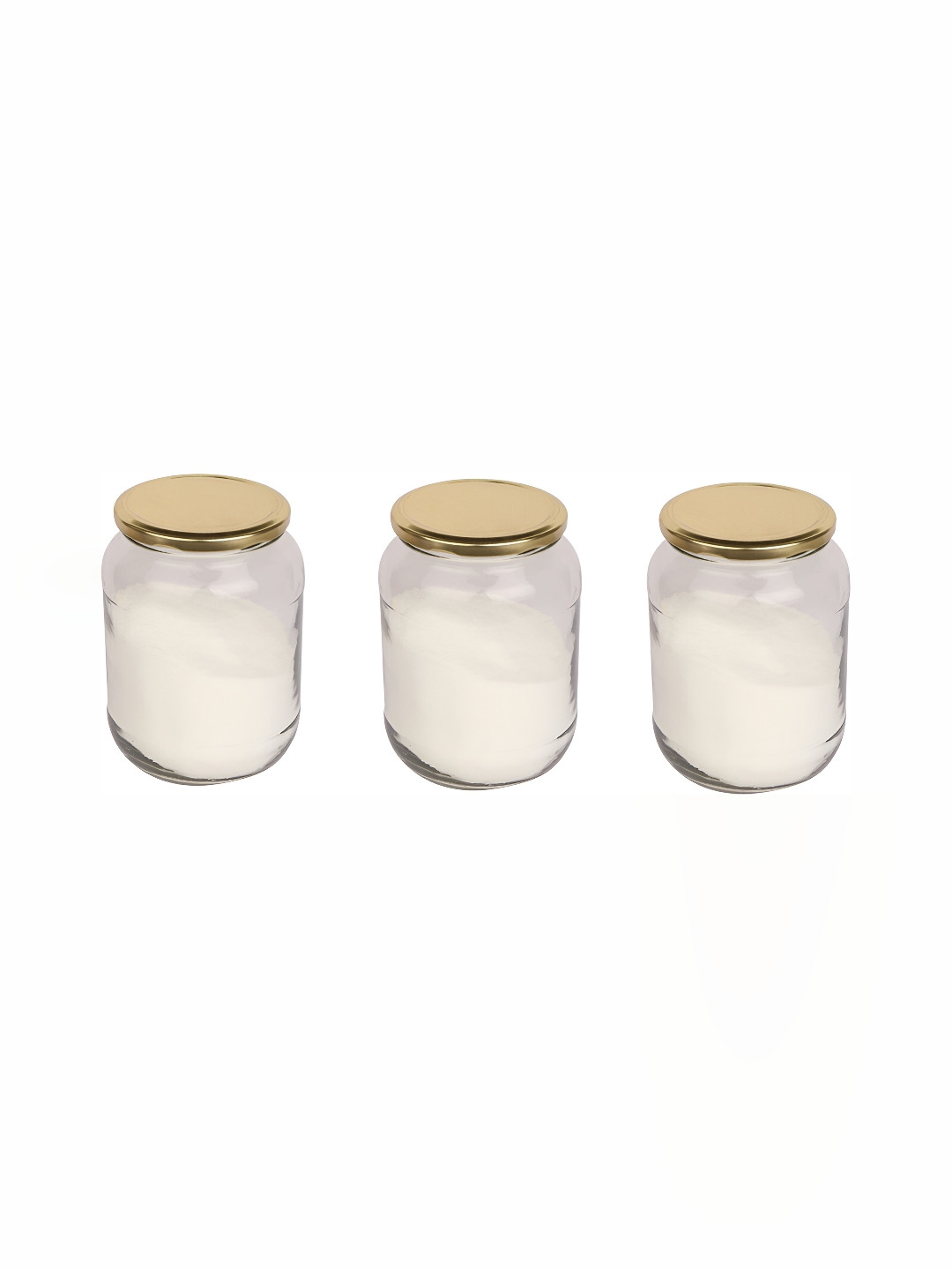 

1ST TIME Transparent & Gold toned 3 Pcs Glass Container With Lid