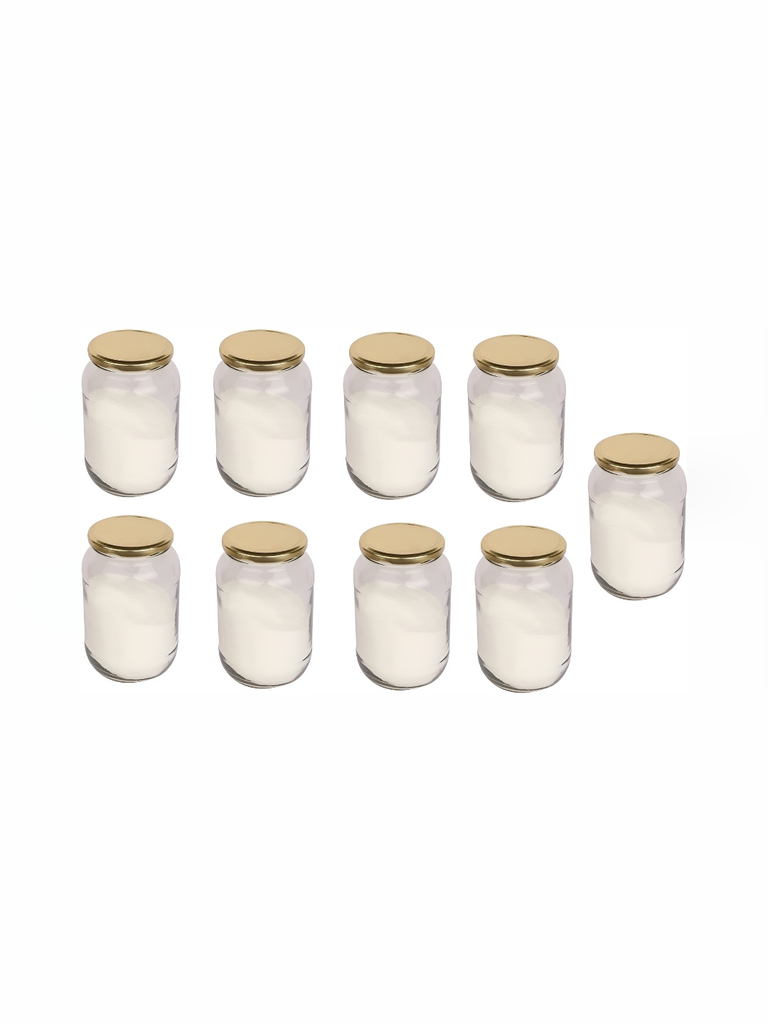

1ST TIME Transparent & Gold-Toned 9Pcs Glass Jar With Lid 350ml Each