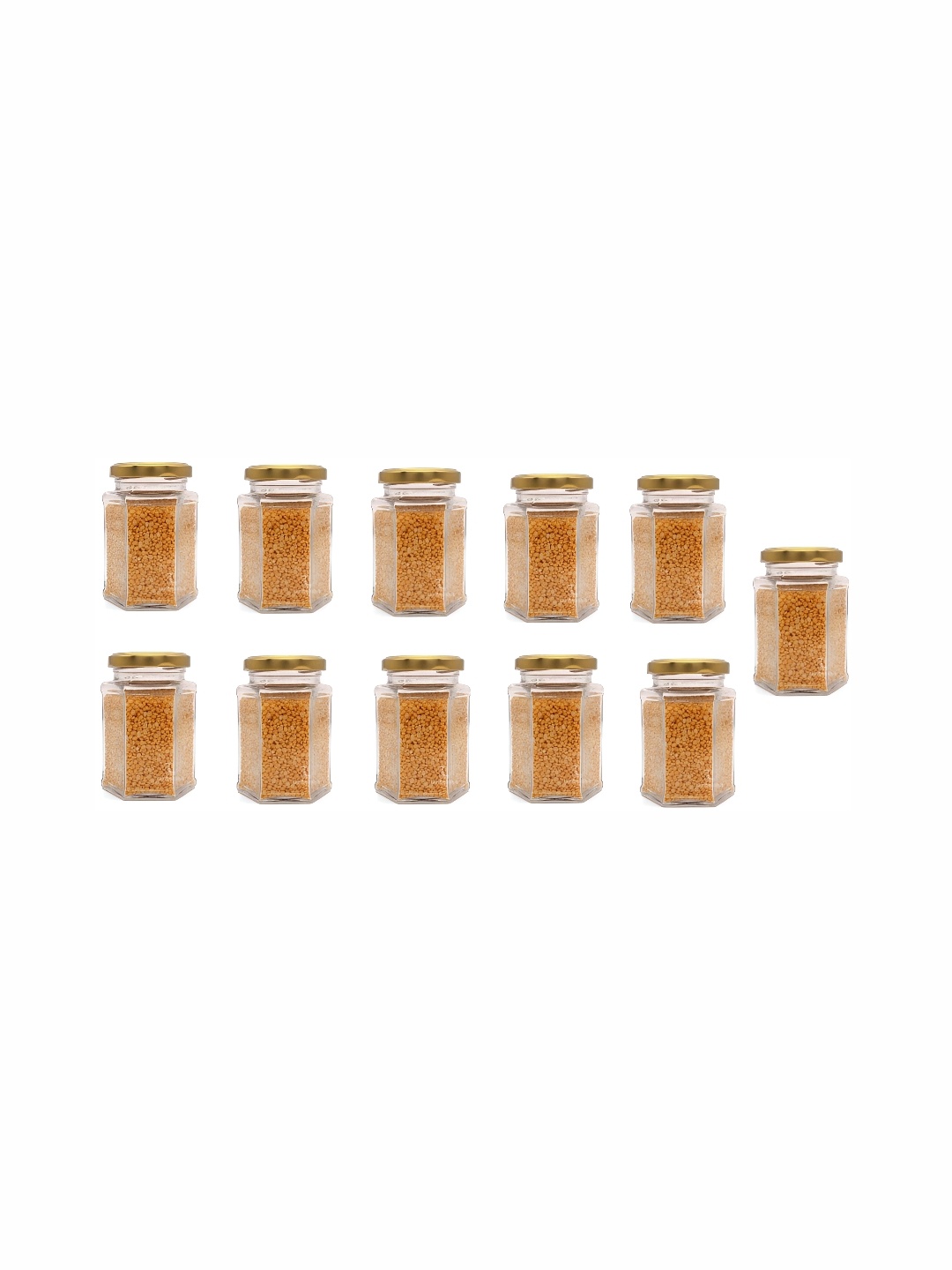 

1ST TIME Transparent & Gold Toned 11 Pieces Dishwasher Safe Glass Containers 500 ml