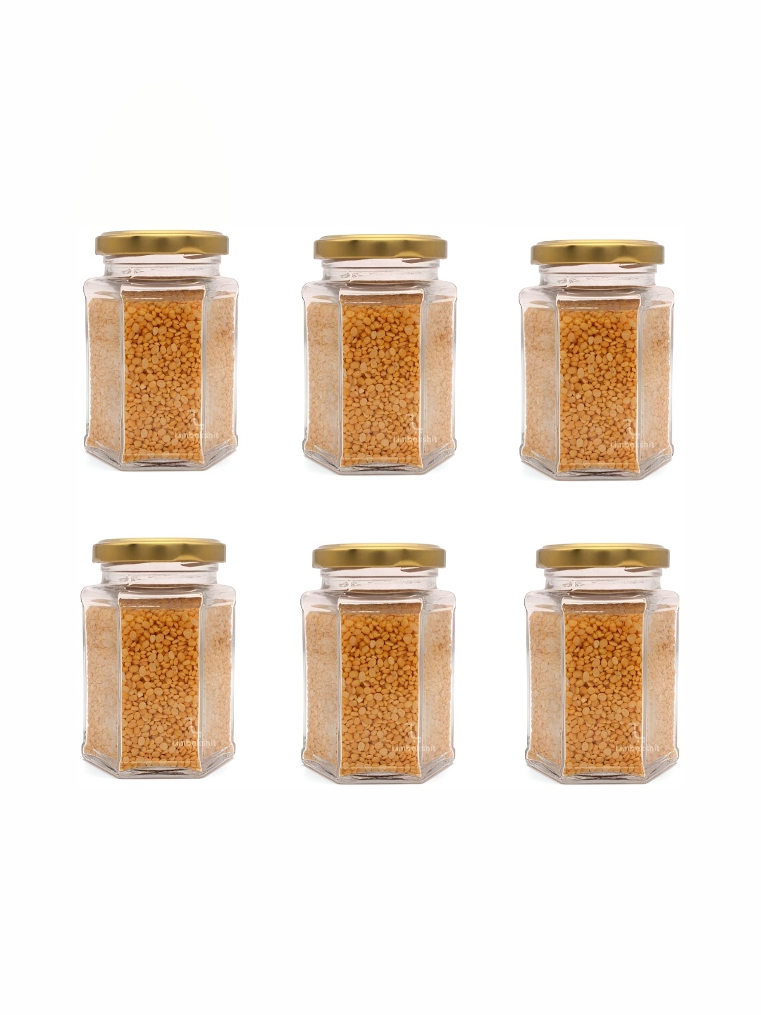 

1ST TIME Transparent & Goild toned 6 Pieces Glass Container With Lid