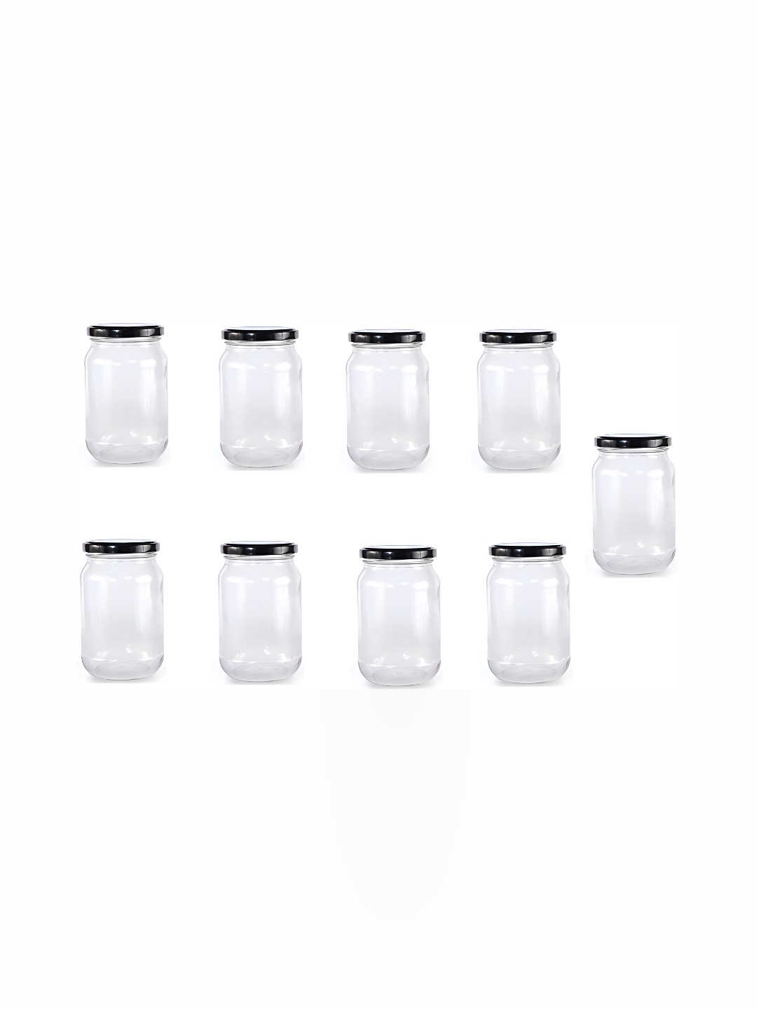 

1ST TIME Transparent & Black 9 Pieces Dishwasher Safe Glass Containers 400 ml