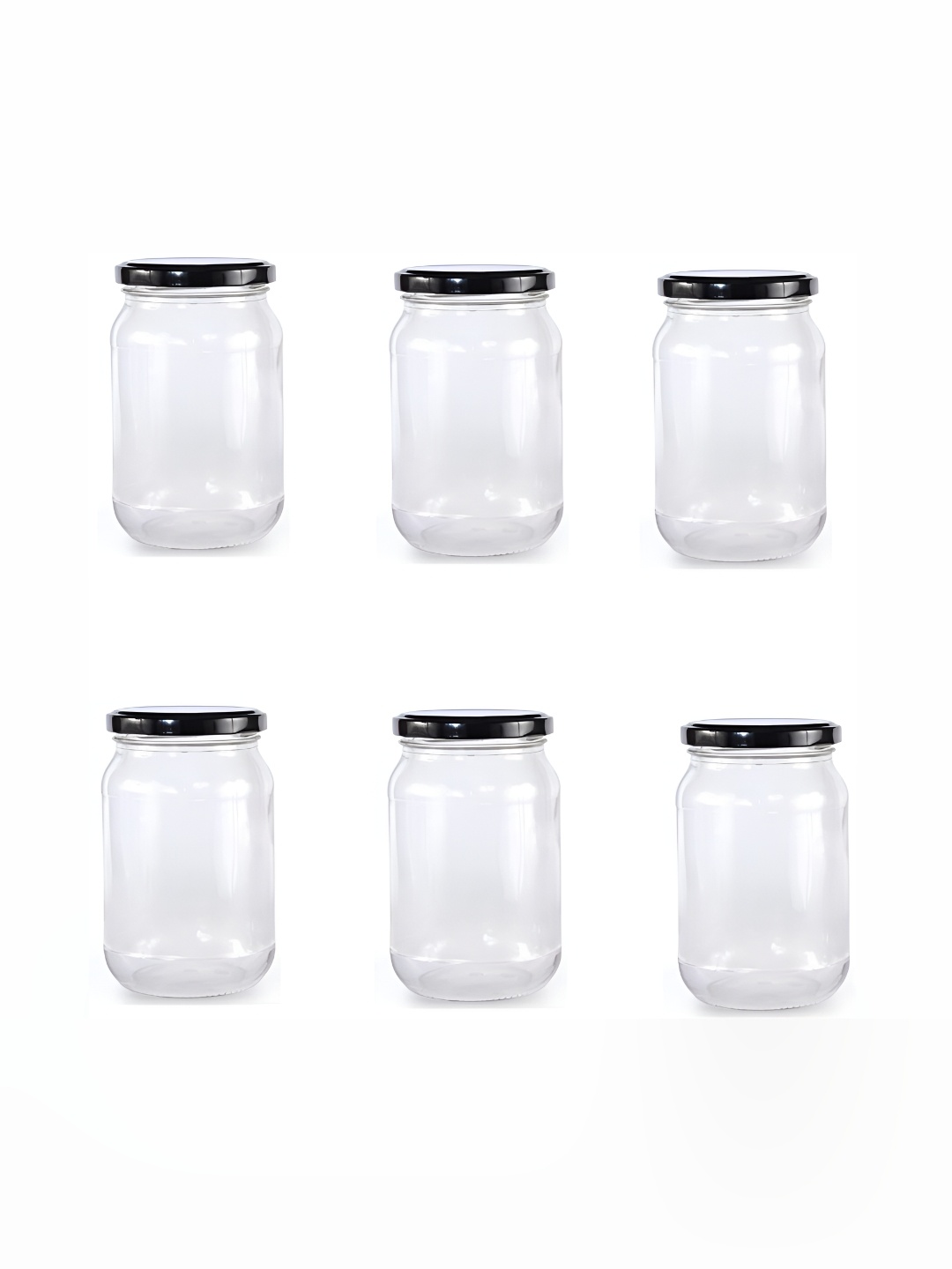 

1ST TIME Transparent & Black 6 Pieces Dishwasher Safe Glass Containers 400 ml
