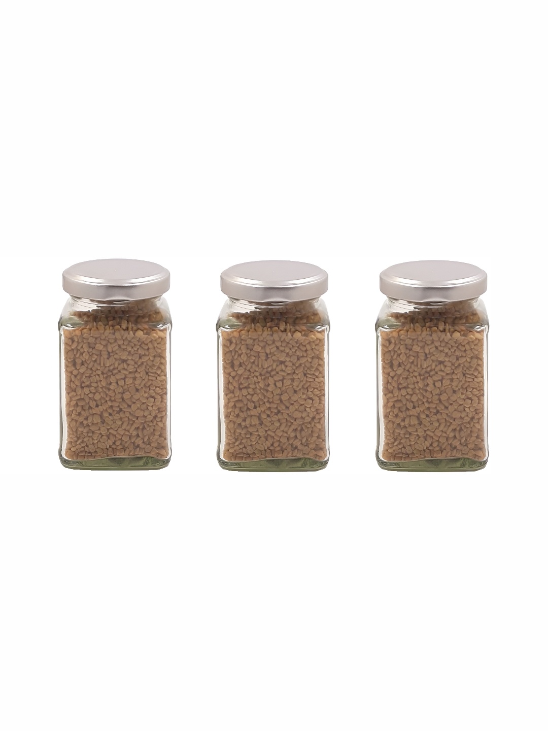 

1ST TIME Transparent & Silver Toned 3 Pieces Glass Containers 400 ml