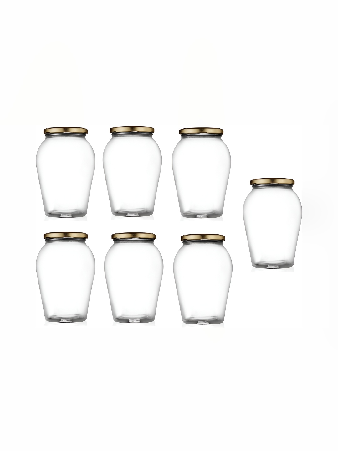 

1ST TIME Transparent & Gold-Toned 7Pcs Dishwasher Safe Glass Containers 200ml Each