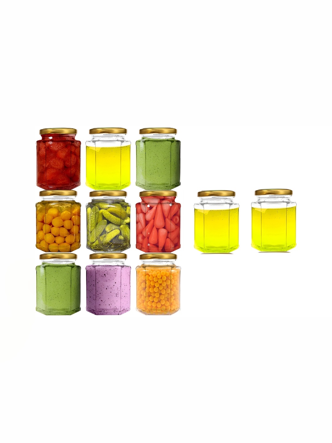 

1ST TIME Transparent & Gold toned 11 Pcs Glass Container With Lid