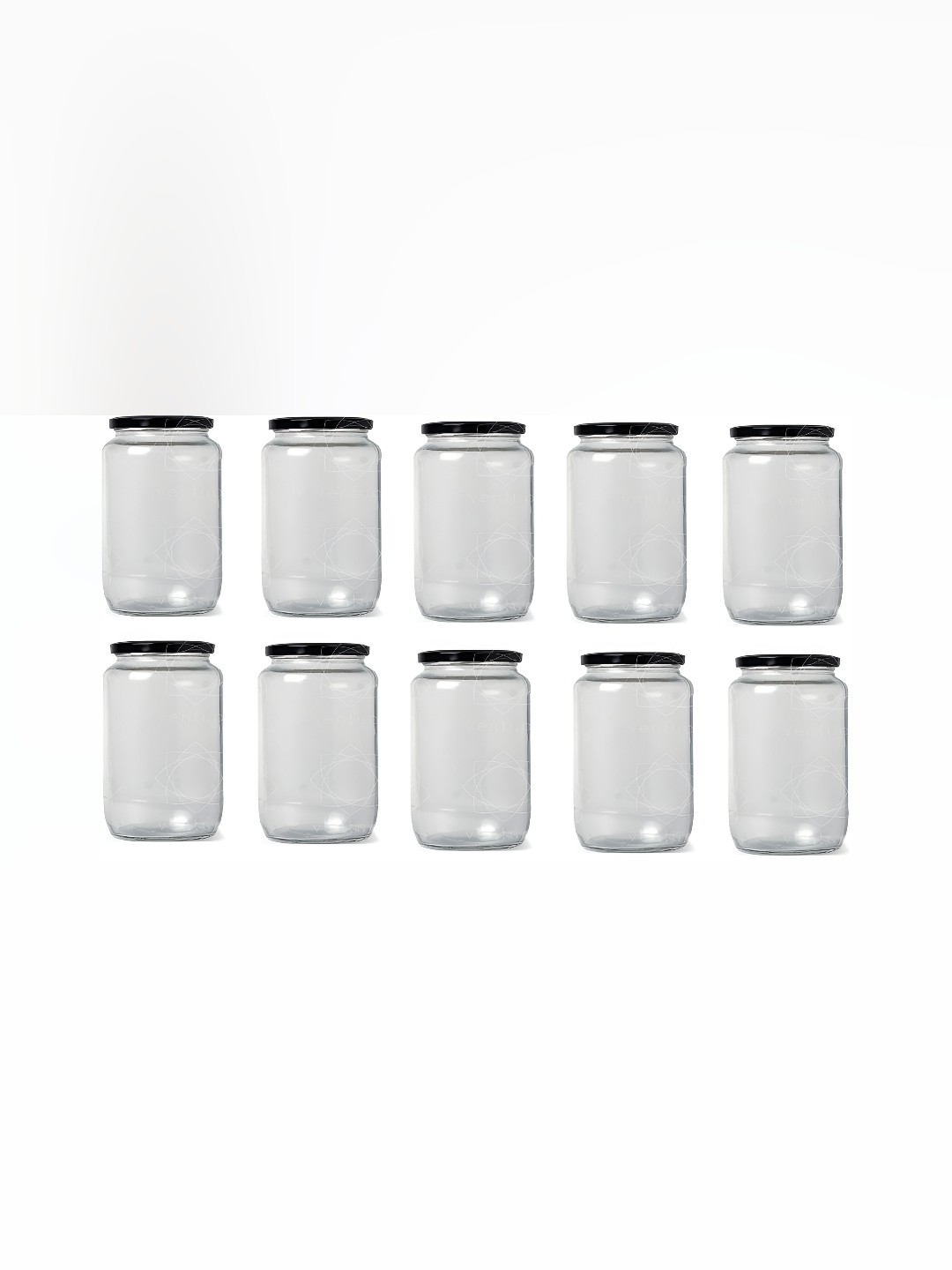 

1ST TIME Transparent & Black 10 Pcs Glass Container With Lid