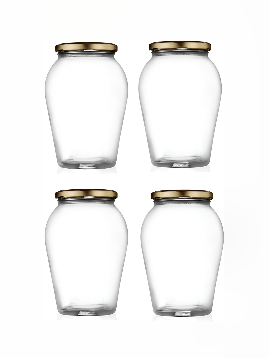 1ST TIME Transparent &Gold-Toned 4Pcs Dishwasher Safe Glass Containers 200ml Each
