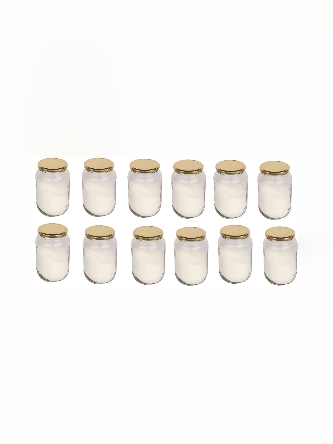 

1ST TIME Transparent & Gold-Toned 12Pcs Glass Jar With Lid 400ml each