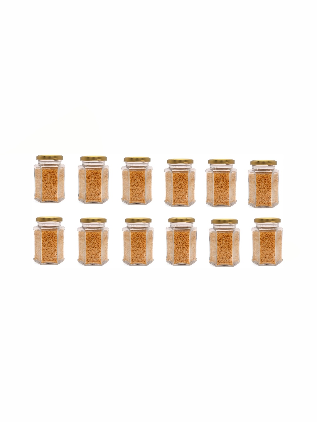 

1ST TIME Transparent & Gold-Toned 12Pcs Dishwasher Safe Glass Containers 500ml Each