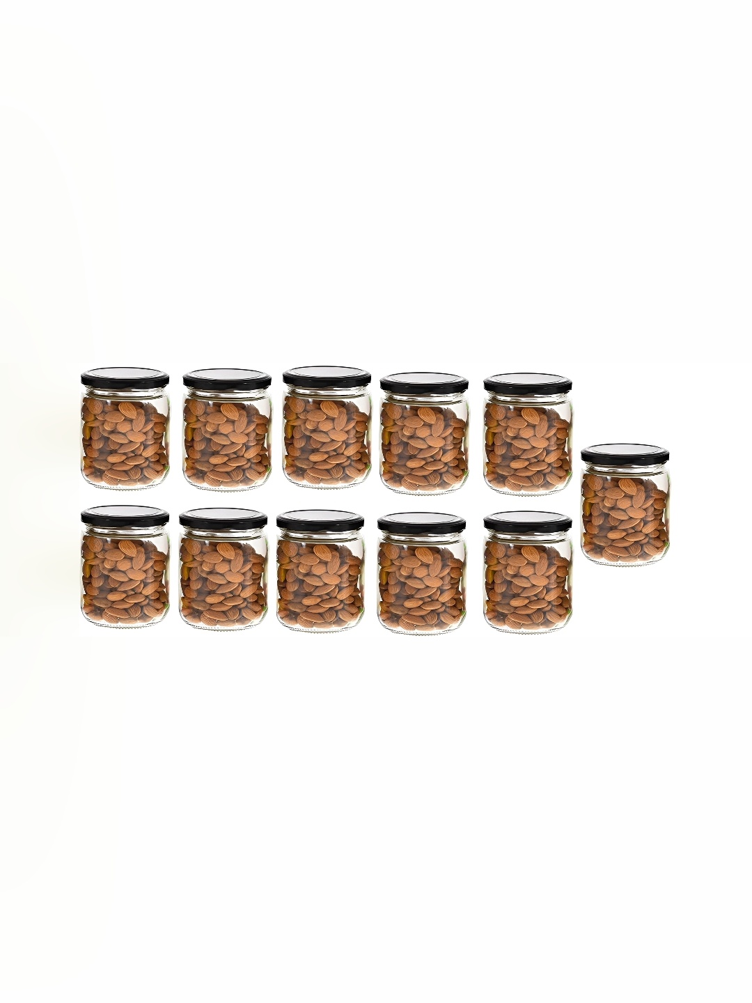 

1ST TIME 11-Pcs Transparent Glass Jar with Lid-500 ml Each