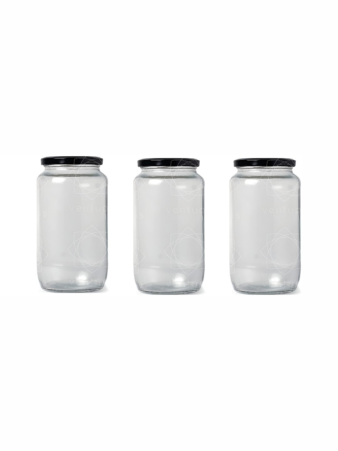 

1ST TIME Transparent & Black 3 Pcs Glass Container With Lid