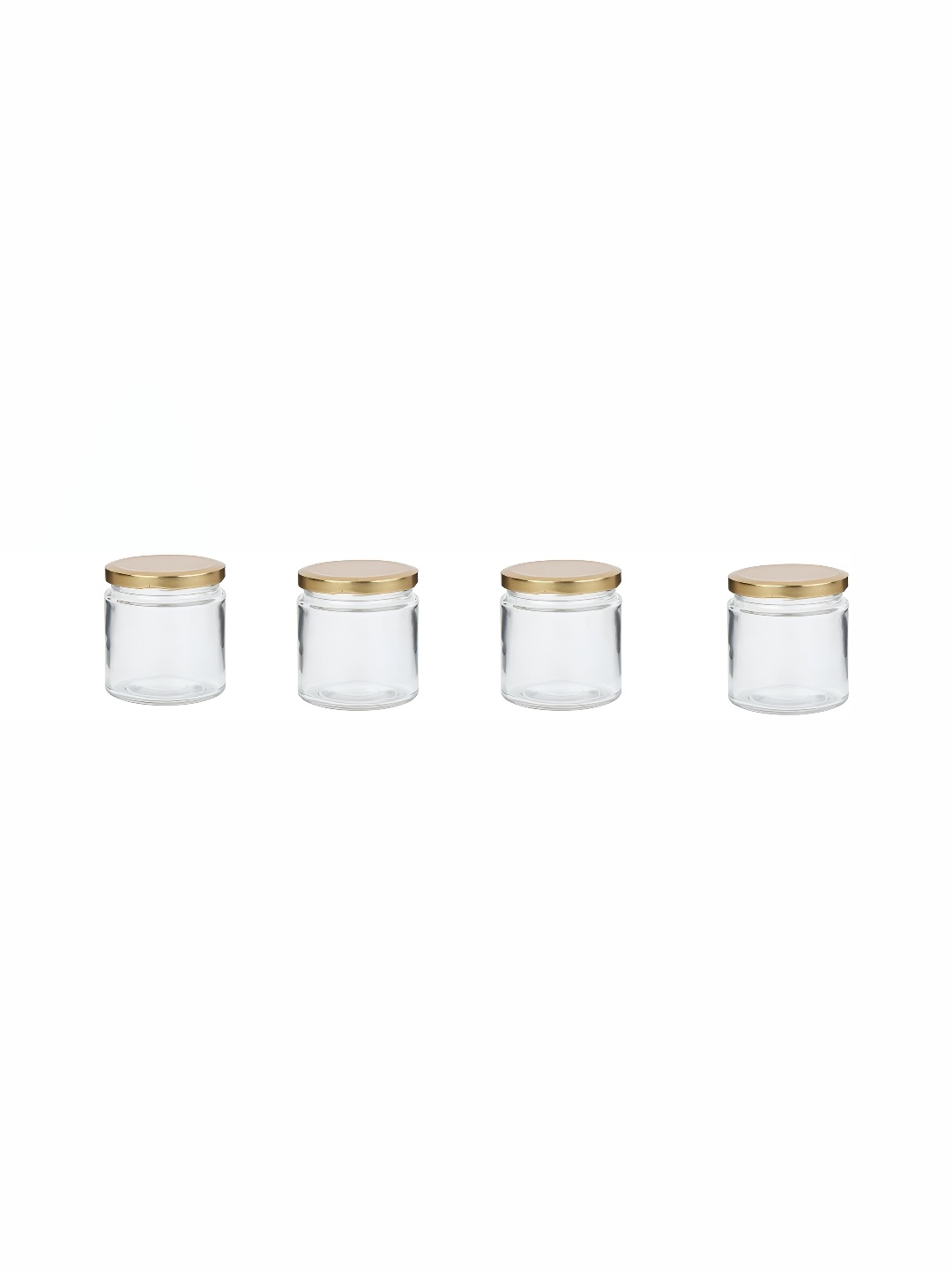 

1ST TIME Transparent & Gold Toned 4 Pieces Dishwasher Safe Glass Containers 400 ml