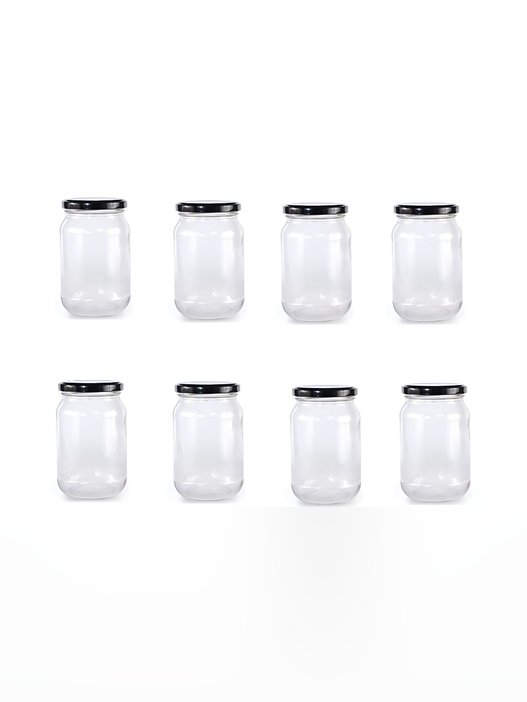 

1ST TIME Transparent & Black 8Pcs Dishwasher Safe Glass Containers 400ml Each