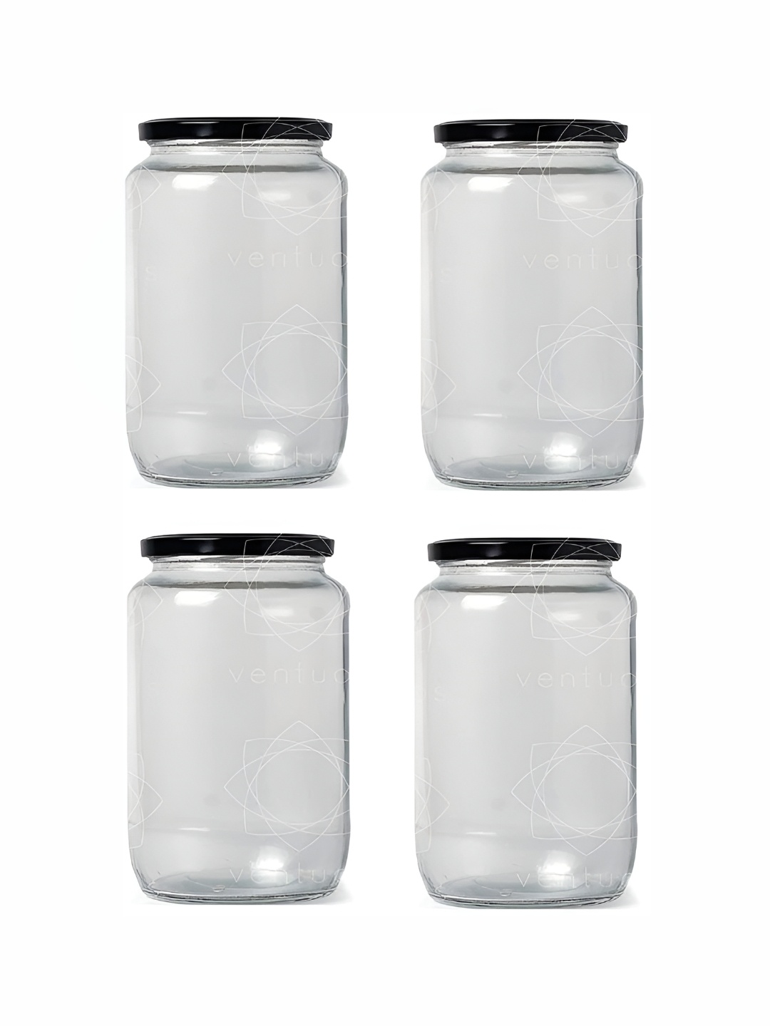 

1ST TIME Transparent & Black 4 Pieces Dishwasher Safe Glass Containers 100 ml