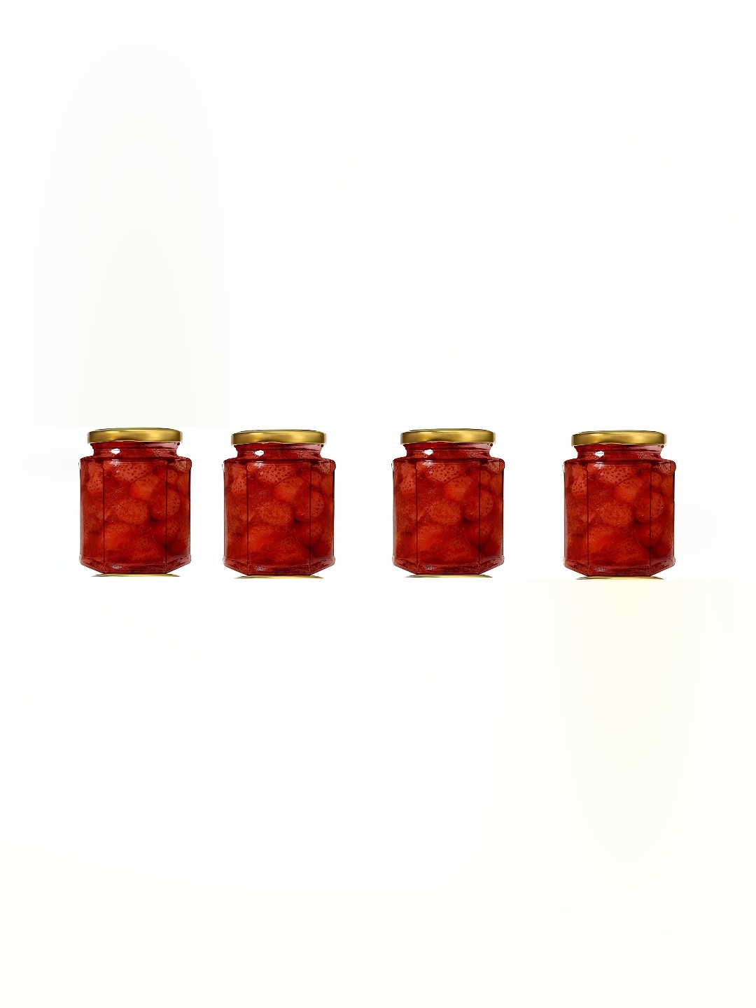 

1ST TIME Transparent & Gold Toned 4 Pieces Glass Container