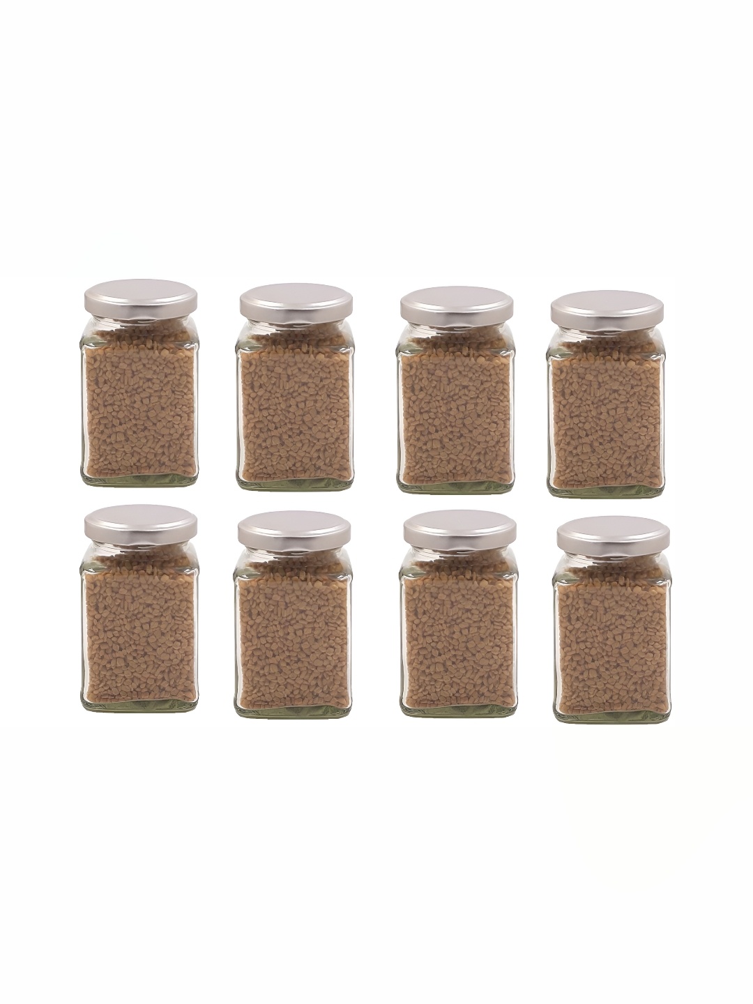 

1ST TIME Transparent & Silver Toned 8 Pieces Dishwasher Safe Glass Containers 500 ml