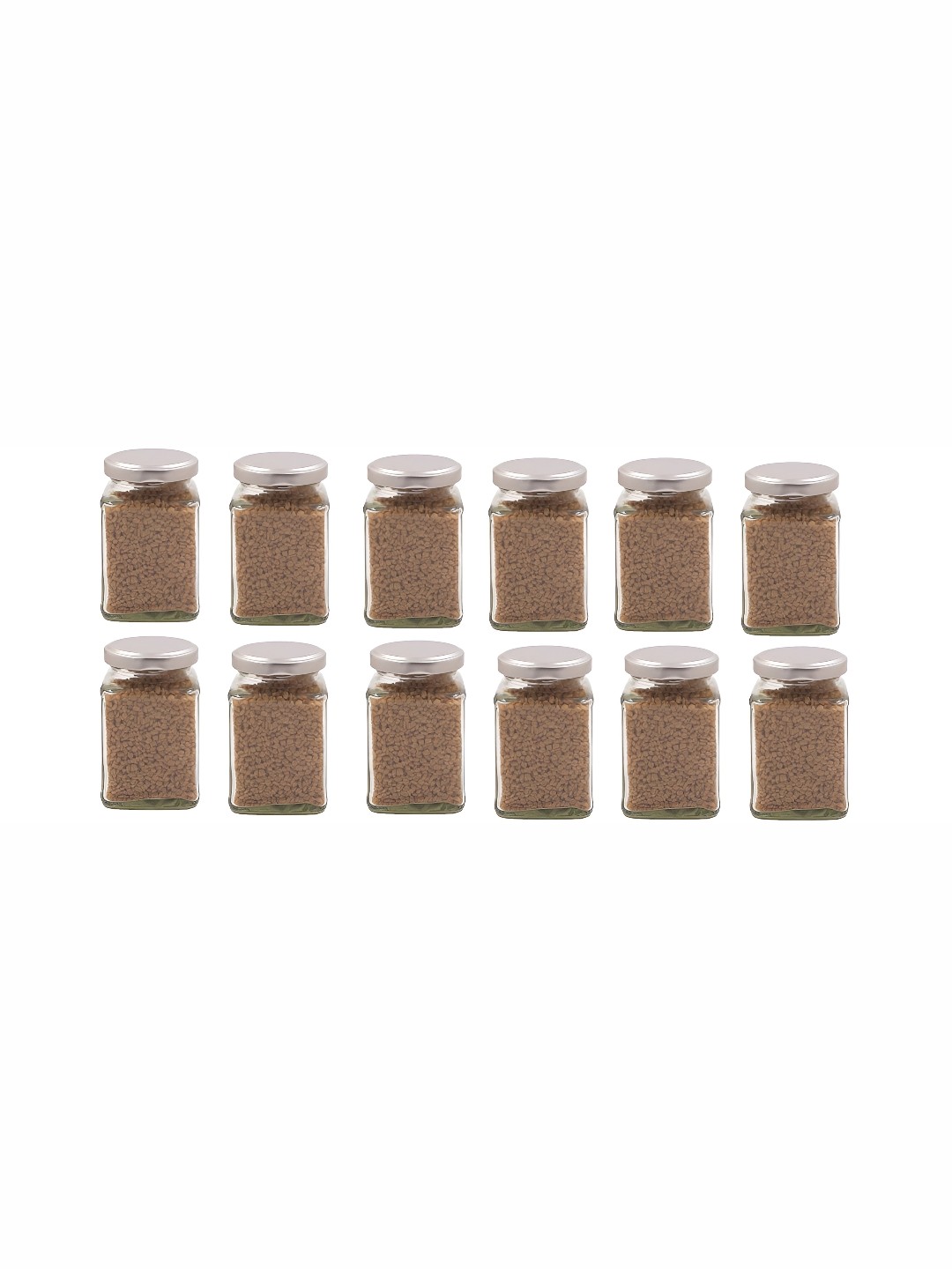 

1ST TIME Transparent & Grey 12 Pieces Glass Storage Jar 400 ml Each