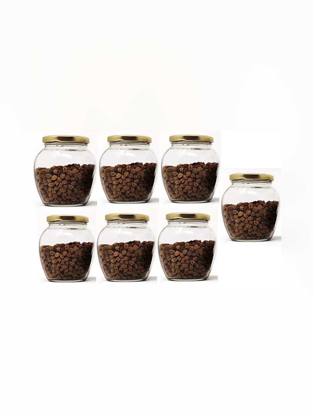 

1ST TIME Transparent & Gold Toned 7 Pieces Glass Containers 350 ml Each