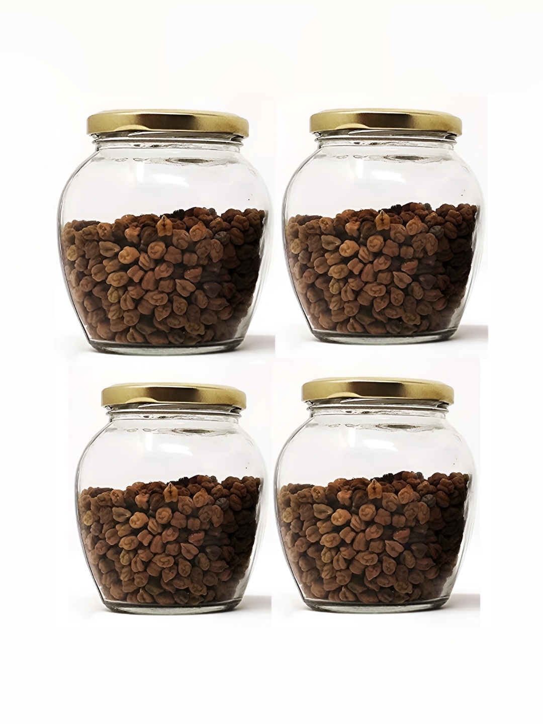

1ST TIME Transparent & Yellow 4 Pieces Glass Storage Jar 350 ml
