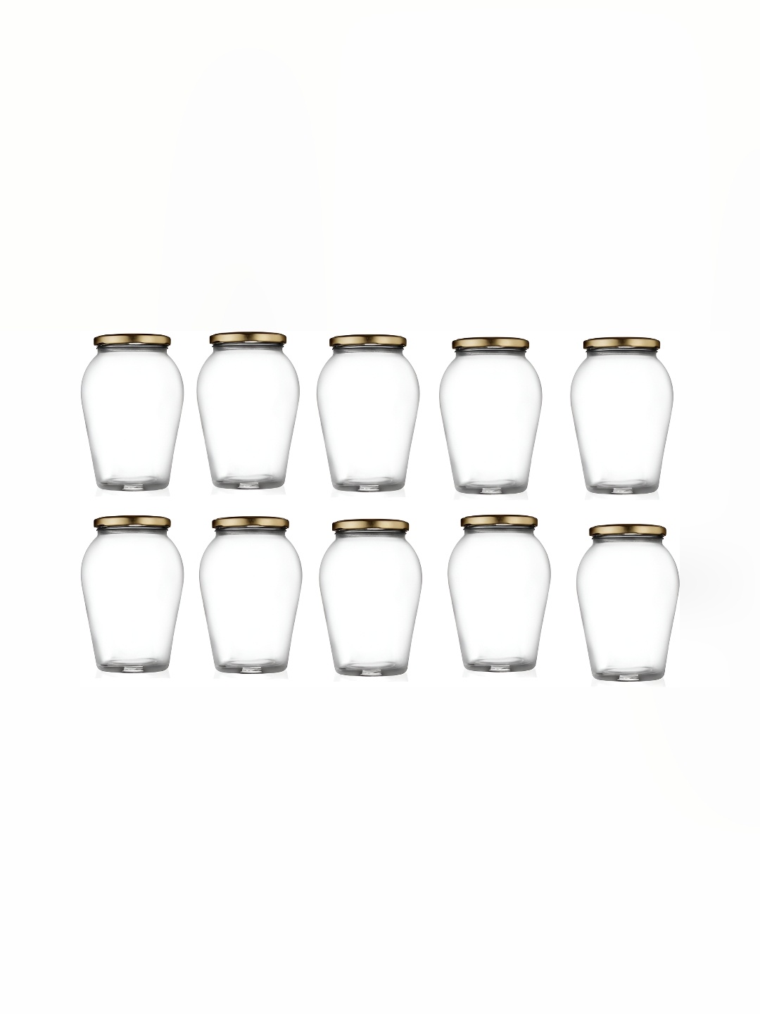 

1ST TIME 10 Pieces Transparent & Gold Toned Glass Container