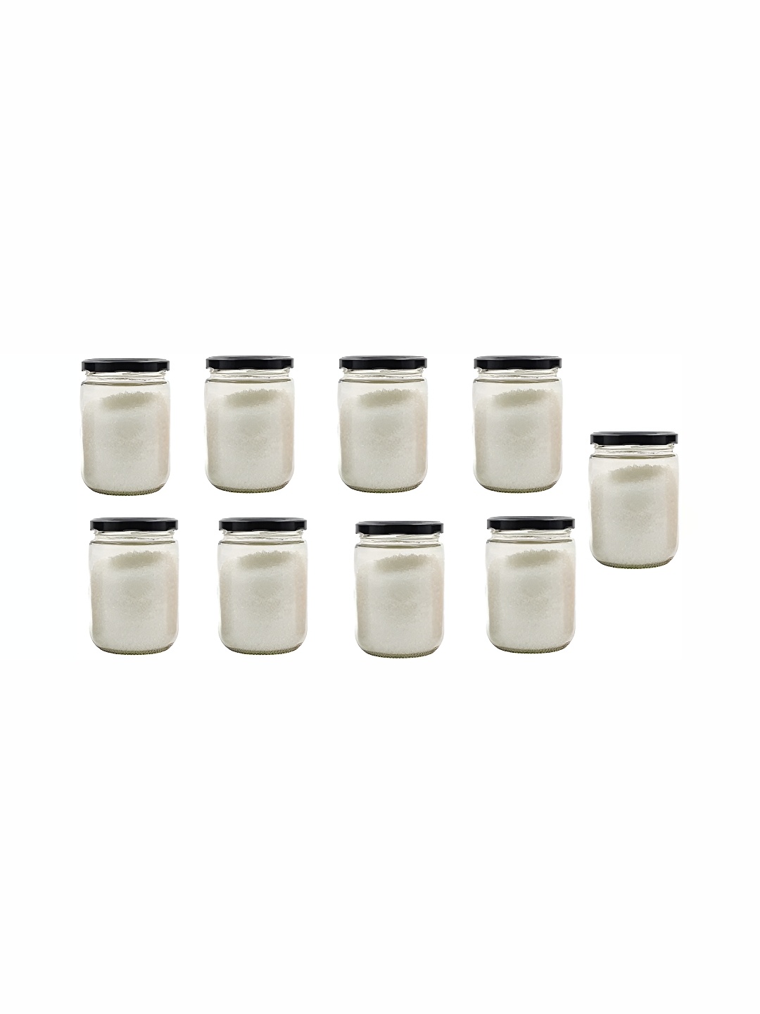 

1ST TIME Transparent & Black 9 Pcs Glass Storage Jar 500 ml Each