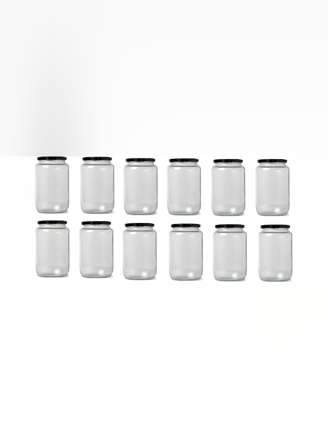

1ST TIME Transparent & Black 12 Pieces Glass Container With Lid 100 ml