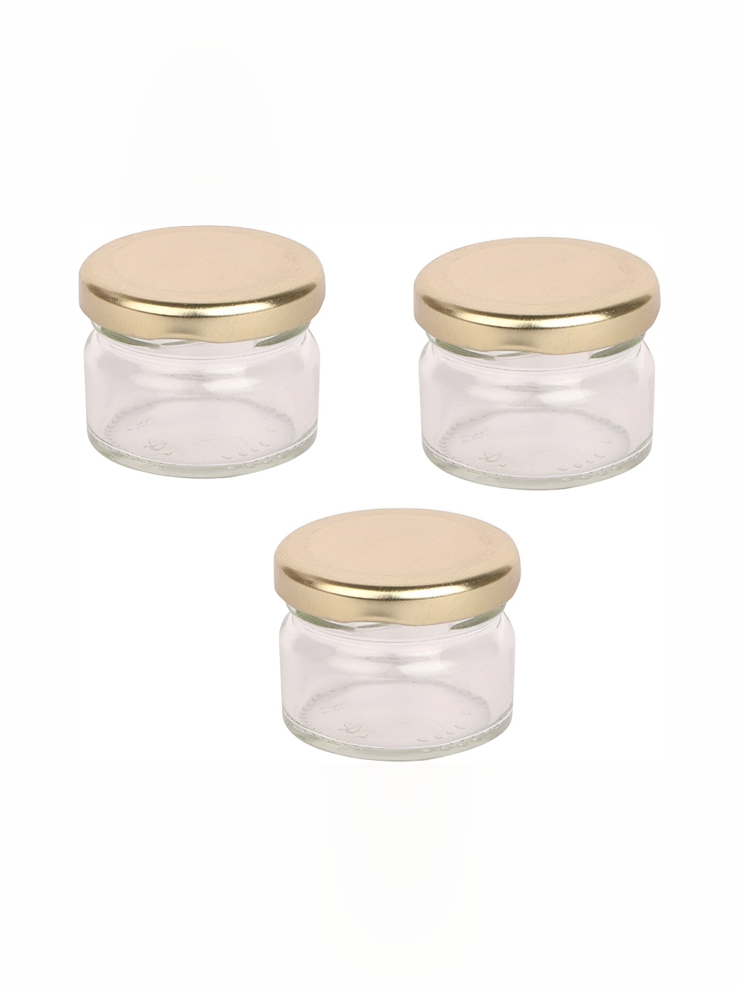 

1ST TIME Transparent & Gold Toned 3 Pieces Dishwasher Safe Glass Containers 350 ml
