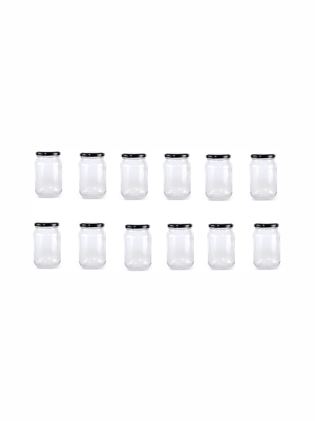 

1ST TIME Transparent & Black 12 Pieces Glass Container With Lid