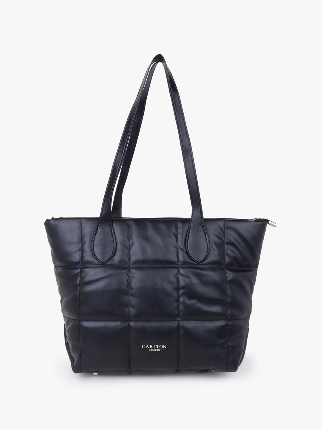 

Carlton London Synthetic Leather Textured Structured Tote Bag, Black