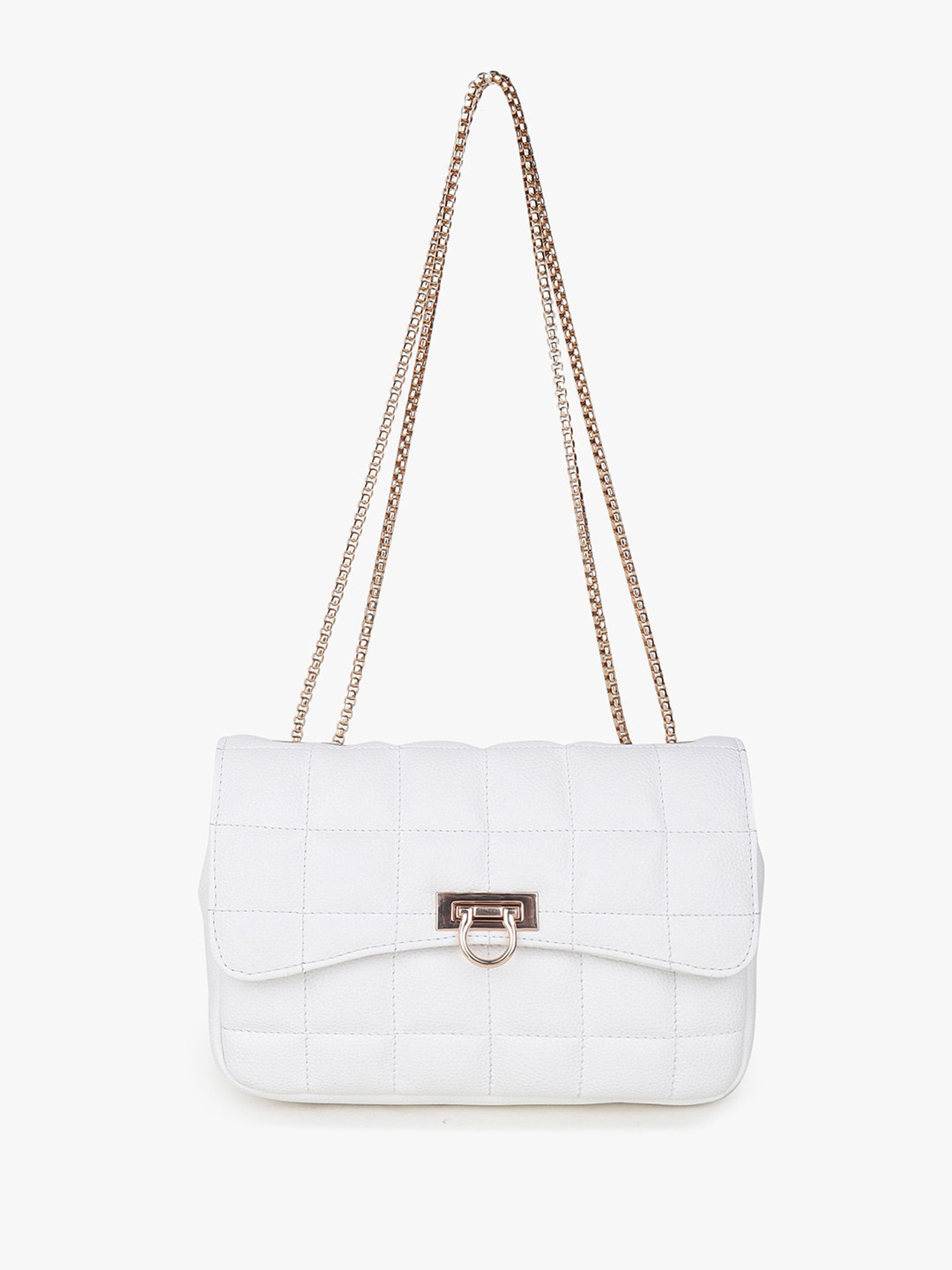 

Carlton London Leather Checked Miniature Sling Bag, White