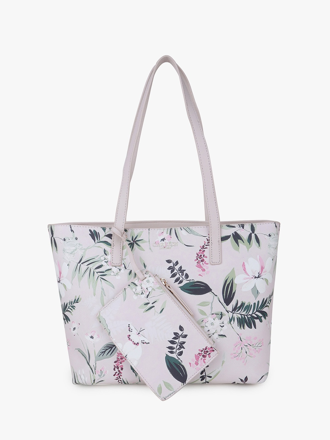 

Carlton London Tropical Printed Leather Shopper Tote Bag, Pink