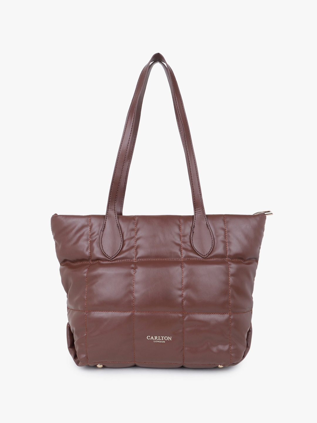 

Carlton London Synthetic Leather Textured Structured Tote Bag, Brown