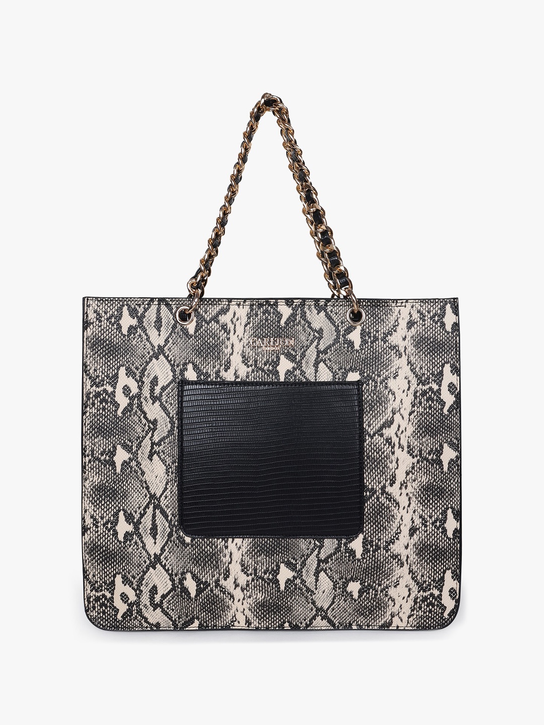 

Carlton London Animal Printed Synthetic Leather Structured Tote Bag, Beige