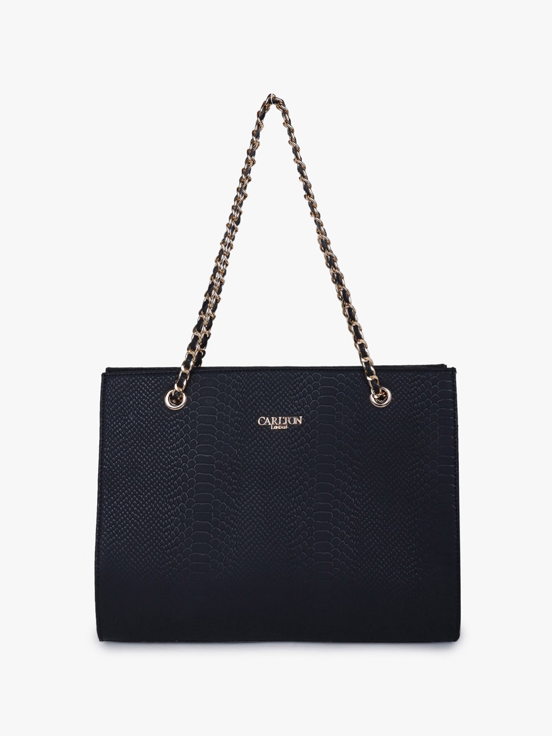 

Carlton London Textured Structured Handheld Bag, Black