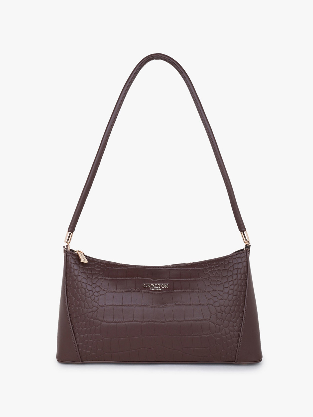 

Carlton London Animal Textured Baguette Shoulder Bag, Coffee brown