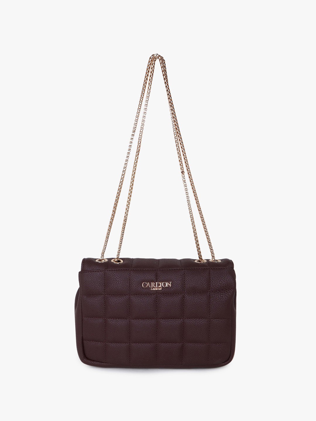 

Carlton London Checked Leather Miniature Sling Bag, Coffee brown