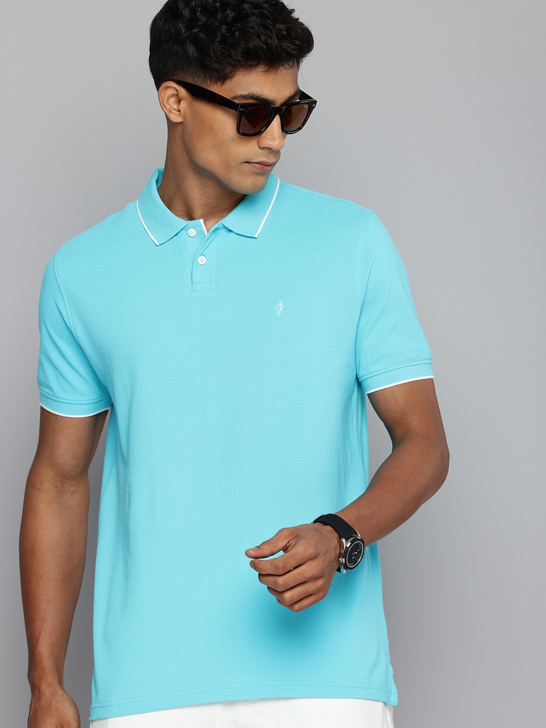 

Indian Terrain Pure Cotton Polo Collar Casual T-shirt, Sea green