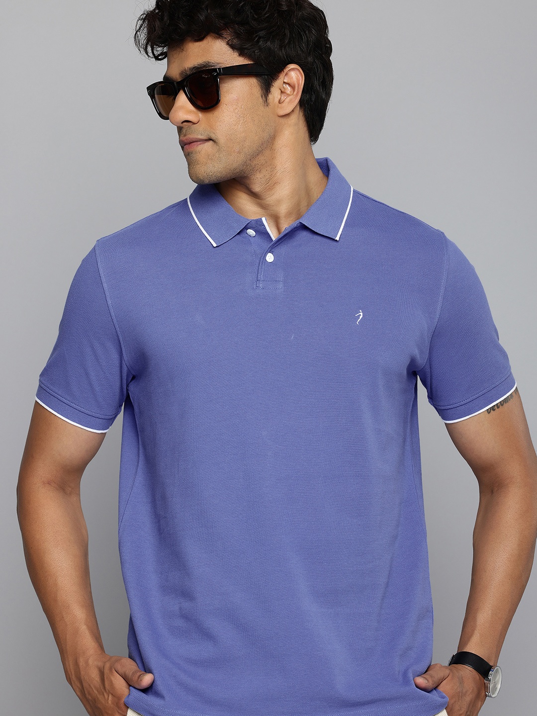 

Indian Terrain Pure Cotton Polo Collar Casual T-shirt, Blue