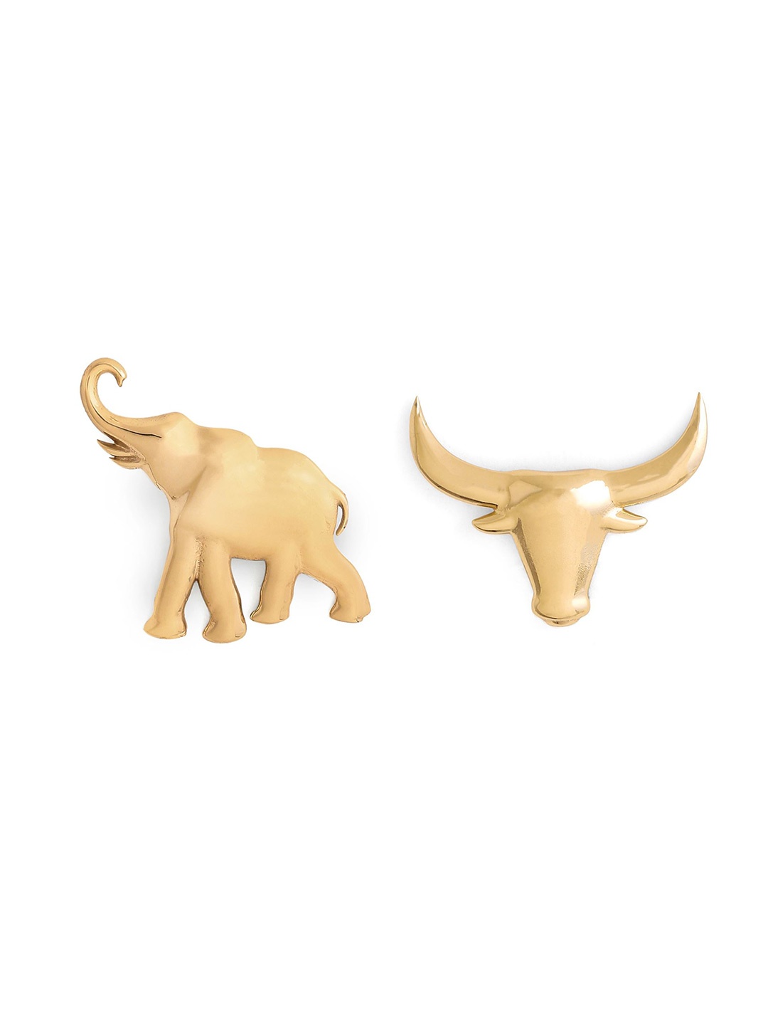 

COSA NOSTRAA Set Of 2 Bravardo Bull & Elephant Brooches, Gold