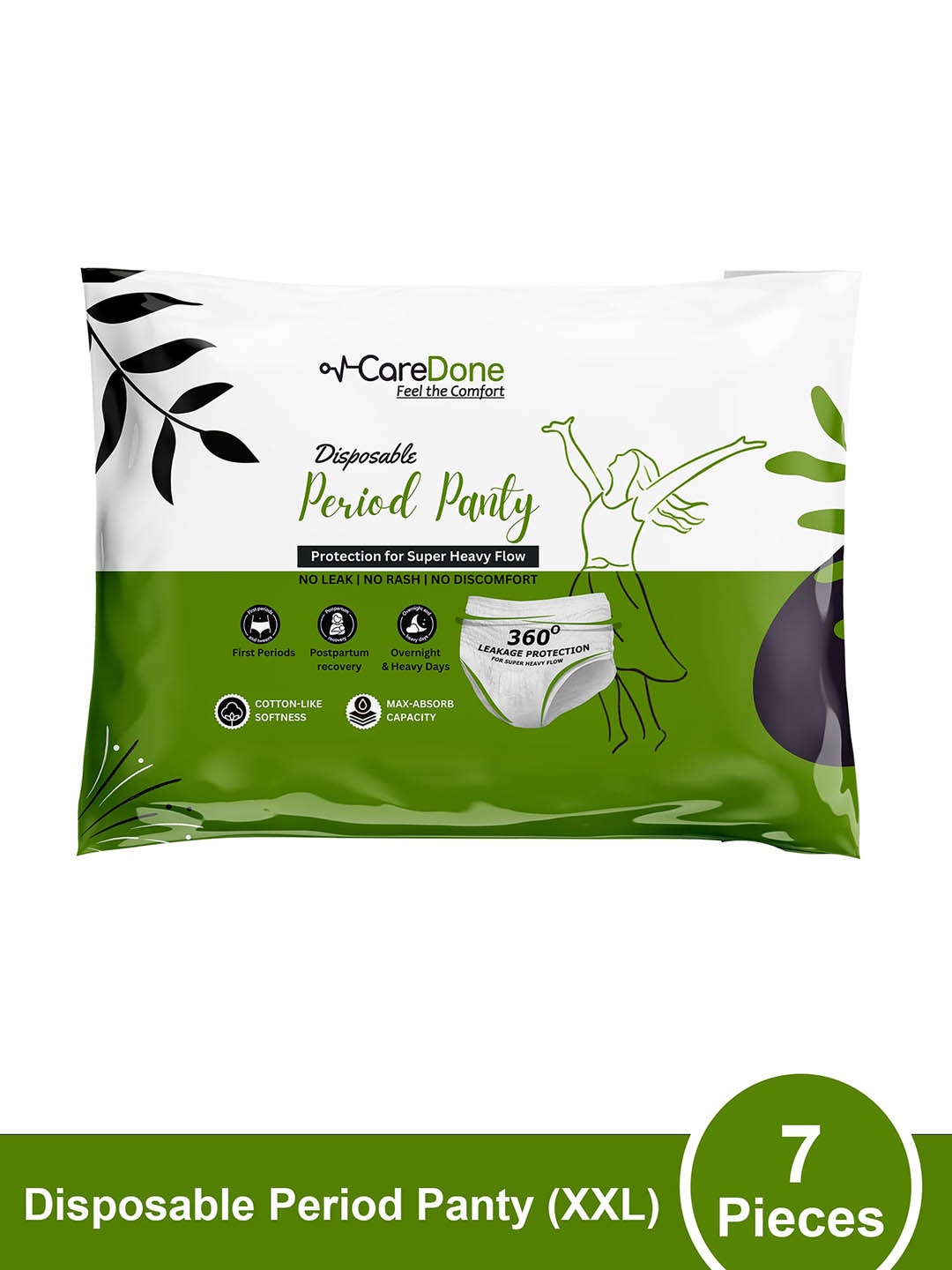 

CareDone 7Pcs Leak-Proof Disposable Period Panties-XXL, White